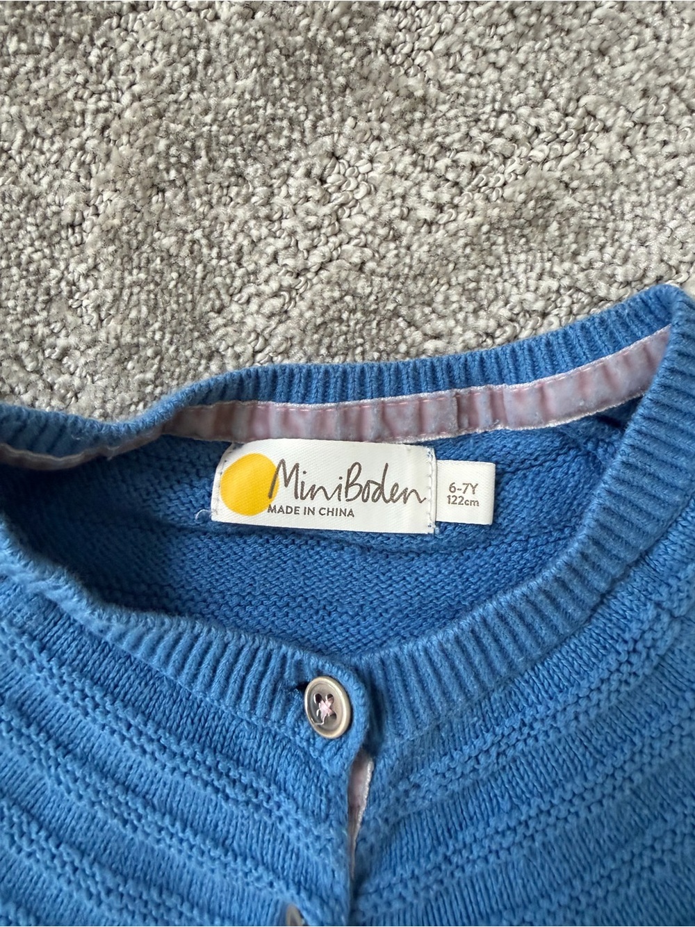 Mini Boden Cashmere Blend Cardigan in Blue Size 6-7 Years Cotton Button Up - Picture 8 of 15